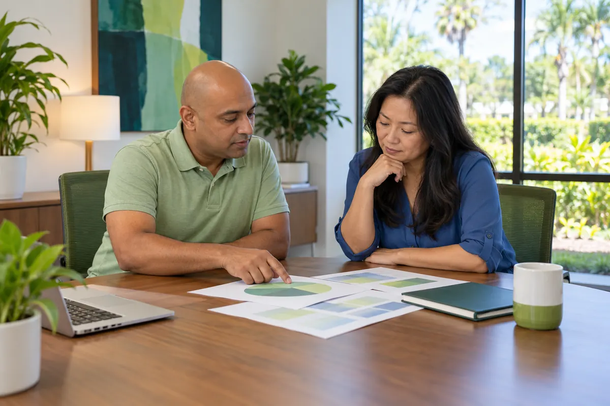 A business owner reading a visibility report